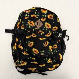 Jansport Black Sunflower Print Backpack - 3 Compartments